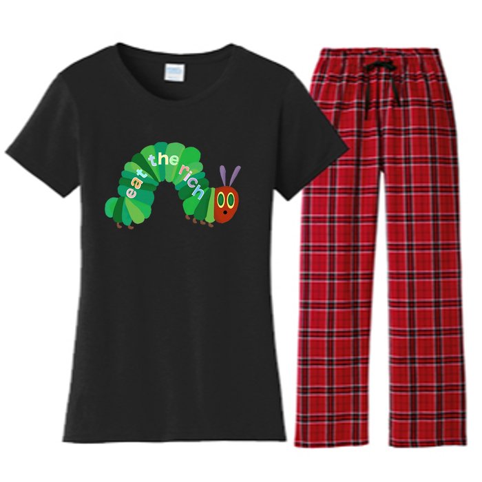 Hungry Caterpillar Eat The Rich Caterpillar Fruit Feminist Women's Flannel Pajama Set