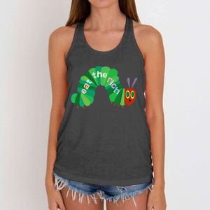 Hungry Caterpillar Eat The Rich Caterpillar Fruit Feminist Women's Knotted Racerback Tank