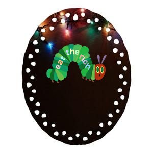 Hungry Caterpillar Eat The Rich Caterpillar Fruit Feminist Ceramic Oval Ornament