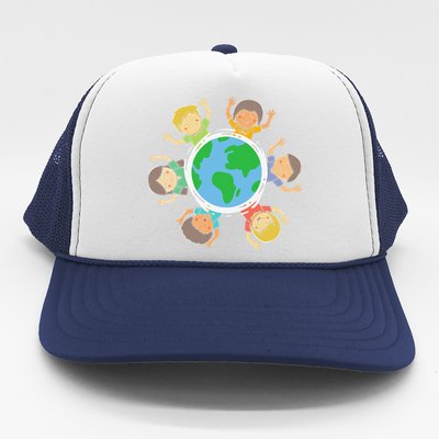 Happy Children Environmental Protection Earth Day Climate Trucker Hat