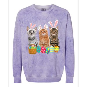 Hree Cat Easter Day Cats Kitten Gift Colorblast Crewneck Sweatshirt