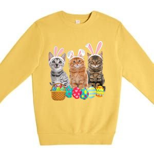 Hree Cat Easter Day Cats Kitten Gift Premium Crewneck Sweatshirt