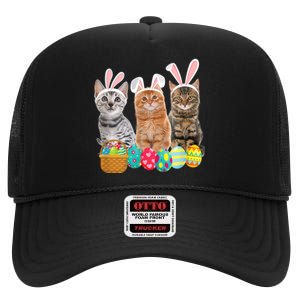 Hree Cat Easter Day Cats Kitten Gift High Crown Mesh Back Trucker Hat