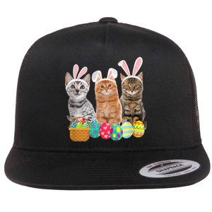 Hree Cat Easter Day Cats Kitten Gift Flat Bill Trucker Hat