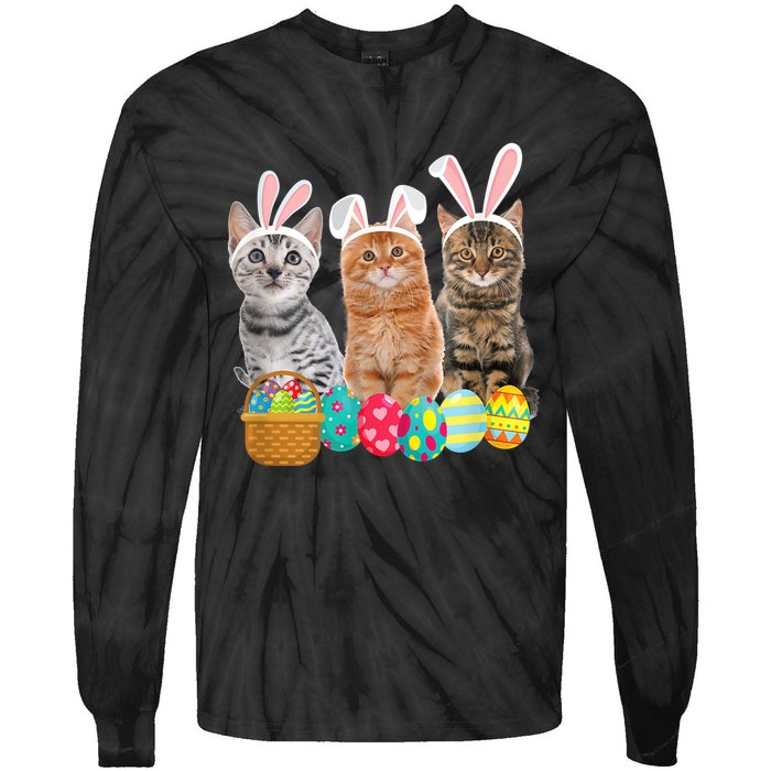 Hree Cat Easter Day Cats Kitten Gift Tie-Dye Long Sleeve Shirt