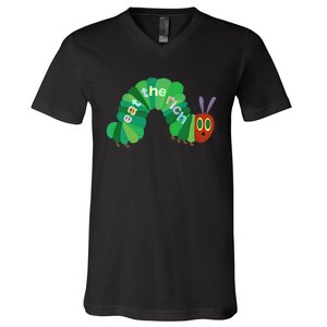 Hungry Caterpillar Eat The Rich Caterpillar Fruit Feminist V-Neck T-Shirt