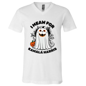 Halloween Cats For Kamala Harris V-Neck T-Shirt