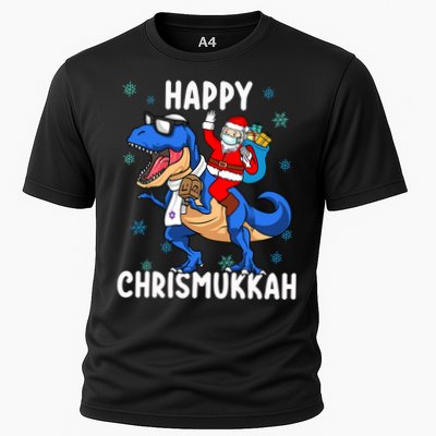 Happy Chrismukkah Funny Hanukkah Christmas Jewish Xmas Santa Dinosaur Performance Shirt