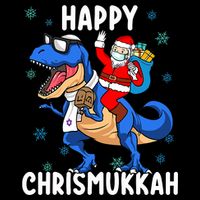 Happy Chrismukkah Funny Hanukkah Christmas Jewish Xmas Santa Dinosaur Cooling Performance Crew T-Shirt