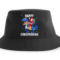 Happy Chrismukkah Funny Hanukkah Christmas Jewish Xmas Santa Dinosaur Sustainable Bucket Hat