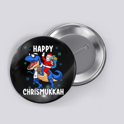 Happy Chrismukkah Funny Hanukkah Christmas Jewish Xmas Santa Dinosaur Button
