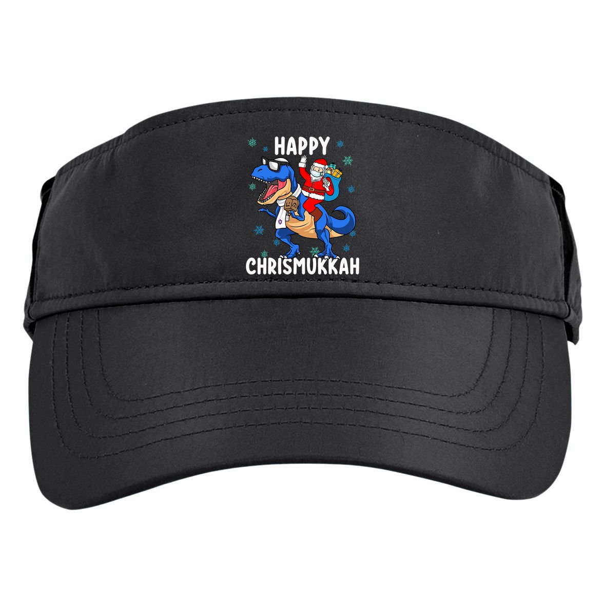 Happy Chrismukkah Funny Hanukkah Christmas Jewish Xmas Santa Dinosaur Adult Drive Performance Visor
