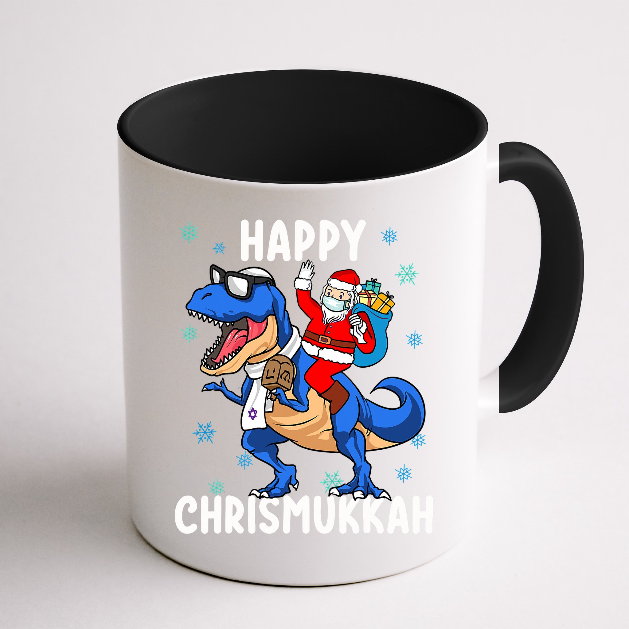 Happy Chrismukkah Funny Hanukkah Christmas Jewish Xmas Santa Dinosaur Mug