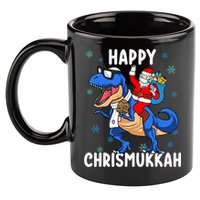 Happy Chrismukkah Funny Hanukkah Christmas Jewish Xmas Santa Dinosaur 11oz C Handle Ceramic Mug