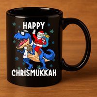 Happy Chrismukkah Funny Hanukkah Christmas Jewish Xmas Santa Dinosaur 11oz C Handle Ceramic Mug