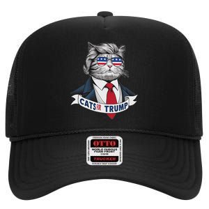 Hilarious Cats For Trump High Crown Mesh Back Trucker Hat