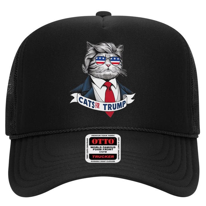 Hilarious Cats For Trump High Crown Mesh Back Trucker Hat