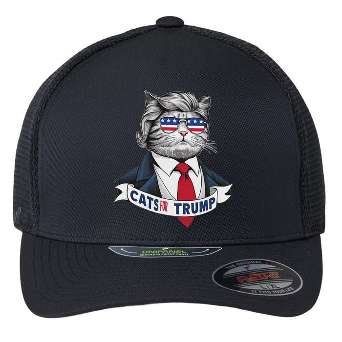 Hilarious Cats For Trump Flexfit Unipanel Trucker Cap