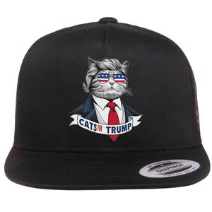 Hilarious Cats For Trump Flat Bill Trucker Hat