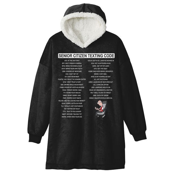 Humorousz Company Funny Senior Texting Code , Senior Texting , Hooded Wearable Blanket