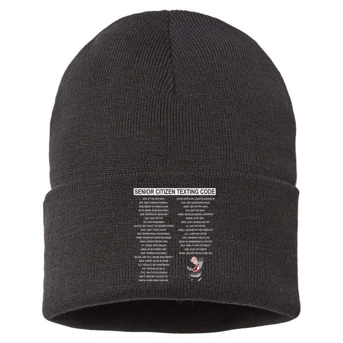 Humorousz Company Funny Senior Texting Code , Senior Texting , Sustainable Knit Beanie