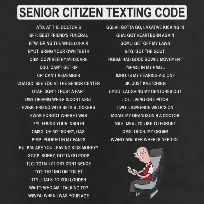 Humorousz Company Funny Senior Texting Code , Senior Texting , 25L Jumbo Tote