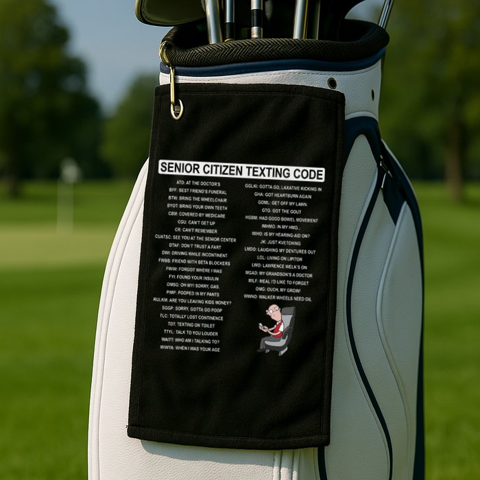 Humorousz Company Funny Senior Texting Code , Senior Texting , Golf Towel