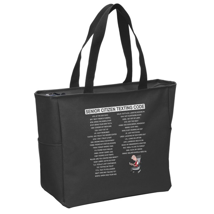 Humorousz Company Funny Senior Texting Code , Senior Texting , Zip Tote Bag