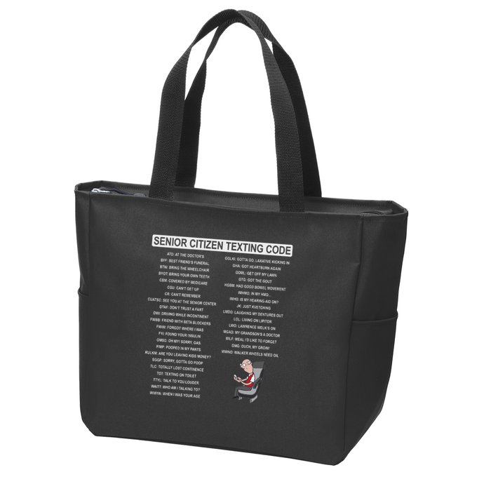 Humorousz Company Funny Senior Texting Code , Senior Texting , Zip Tote Bag