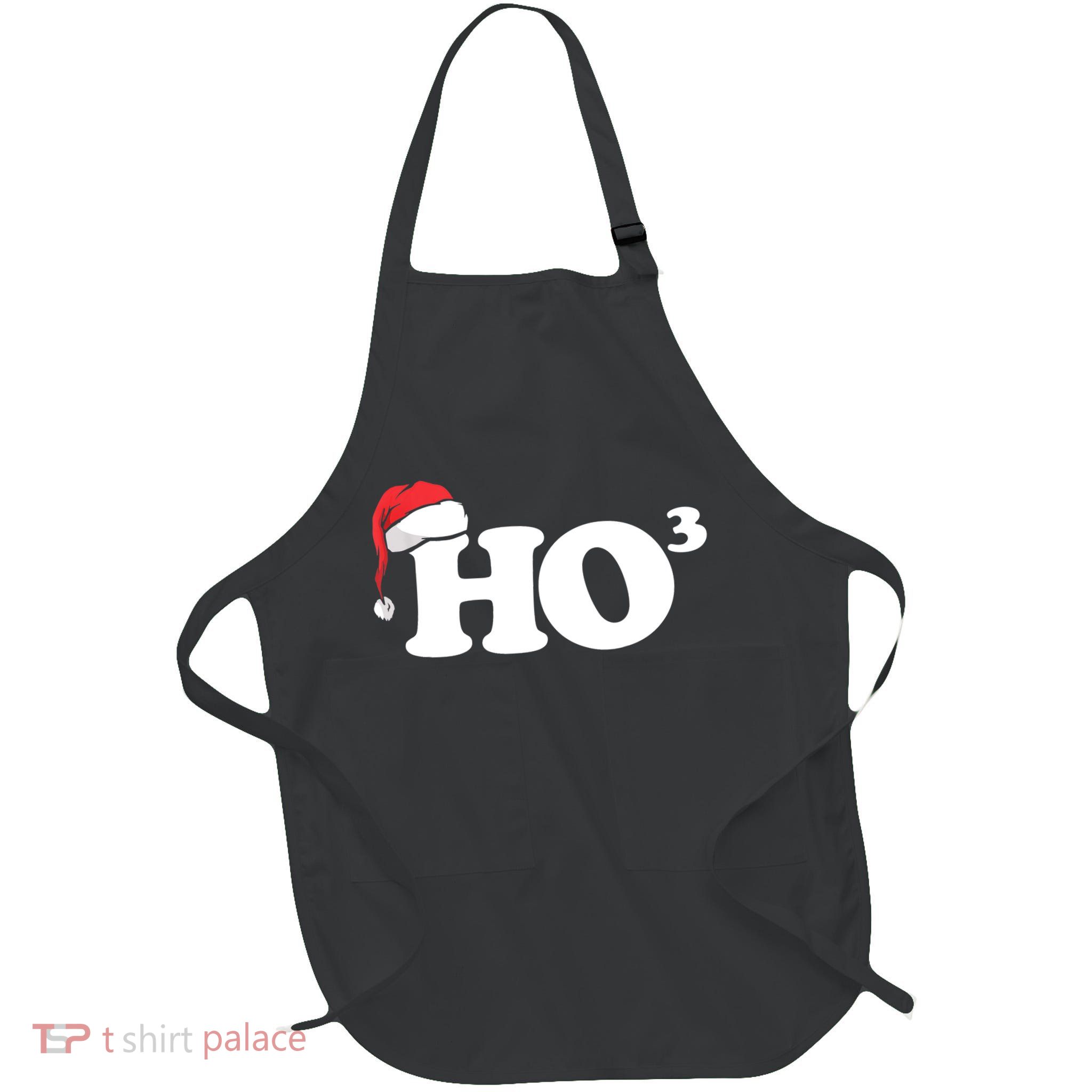 Ho Cubbed Funny Ho To The Power Three Ho Ho Ho Christmas TShirt Full-Length Apron With Pockets