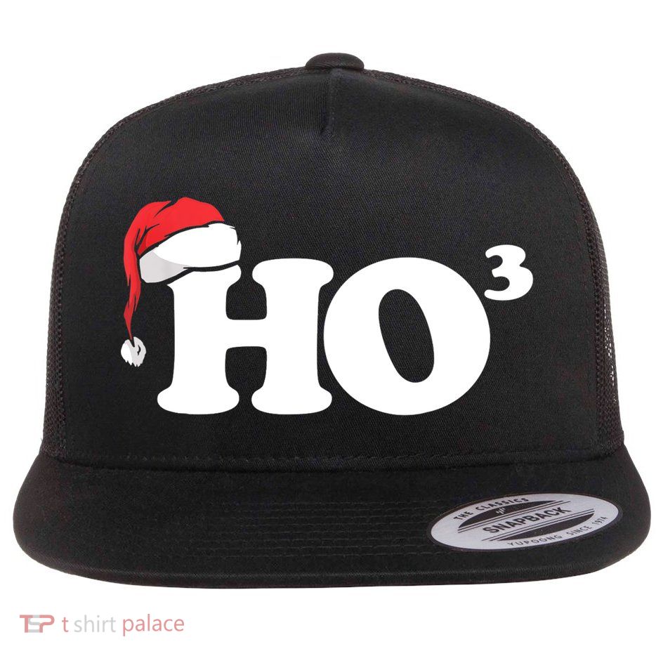Ho Cubbed Funny Ho To The Power Three Ho Ho Ho Christmas TShirt Flatbill Hat