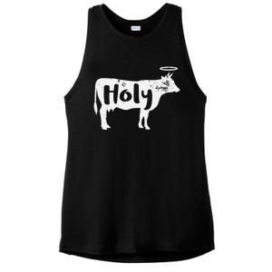 Holy Cow Funny Dairy Farmer Midwest Pride Ladies PosiCharge Tri-Blend Wicking Tank