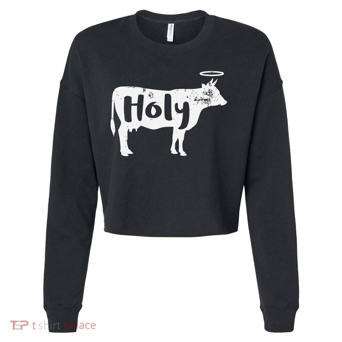 Holy Cow Funny Dairy Farmer Midwest Pride Cropped Pullover Crew