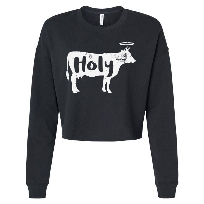 Holy Cow Funny Dairy Farmer Midwest Pride Cropped Pullover Crew