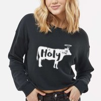Holy Cow Funny Dairy Farmer Midwest Pride Cropped Pullover Crew