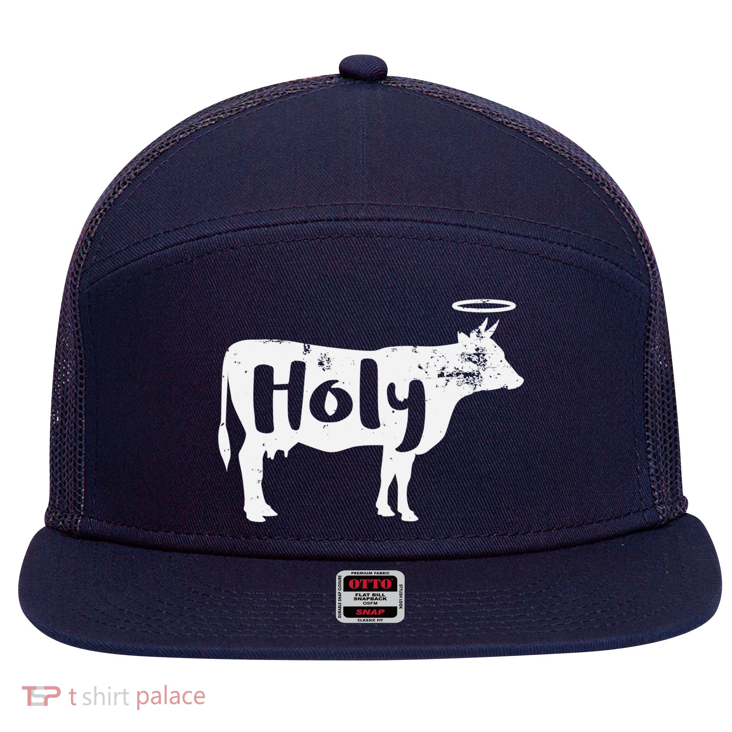 Holy Cow Funny Dairy Farmer Midwest Pride 7 Panel Mesh Trucker Snapback Hat