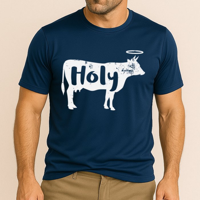 Holy Cow Funny Dairy Farmer Midwest Pride Cooling Performance Crew T-Shirt