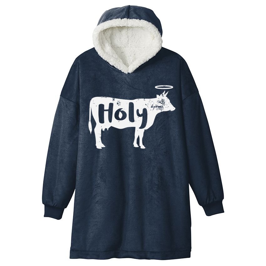 Holy Cow Funny Dairy Farmer Midwest Pride Hooded Wearable Blanket