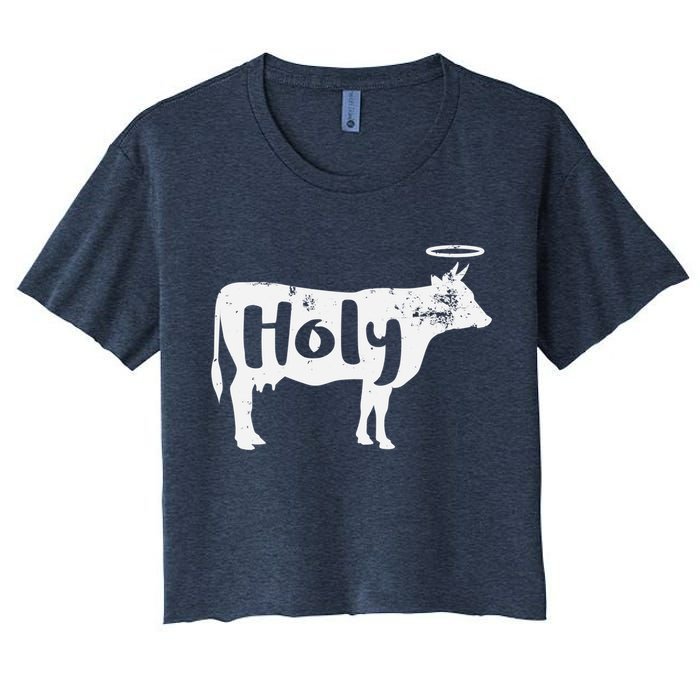 Holy Cow Funny Dairy Farmer Midwest Pride Women's Crop Top Tee