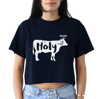 Holy Cow Funny Dairy Farmer Midwest Pride Women's Crop Top Tee