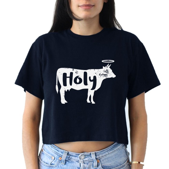 Holy Cow Funny Dairy Farmer Midwest Pride Women's Crop Top Tee