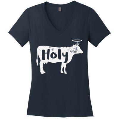 Holy Cow Funny Dairy Farmer Midwest Pride Women's V-Neck T-Shirt