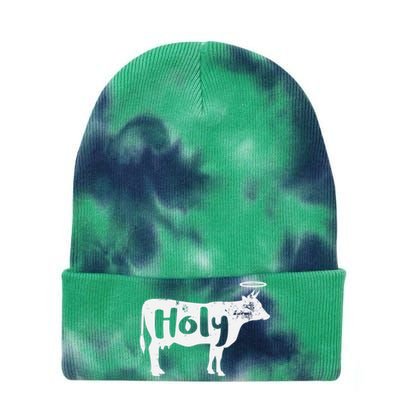 Holy Cow Funny Dairy Farmer Midwest Pride Tie Dye 12in Knit Beanie