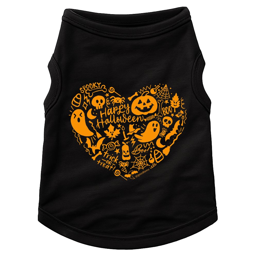 Halloween Cute Fun Pumpkin Holiday Heart Collage Design Doggie Tank