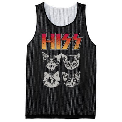 HISS Cat Funny Cats Kittens Rock Music Cat Lover Hiss Mesh Reversible Basketball Jersey Tank