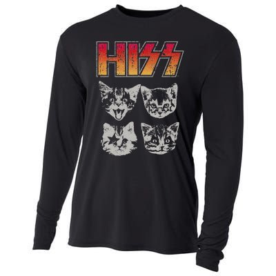 HISS Cat Funny Cats Kittens Rock Music Cat Lover Hiss Cooling Performance Long Sleeve Crew