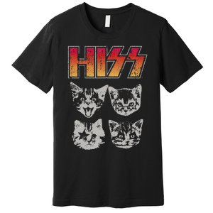 HISS Cat Funny Cats Kittens Rock Music Cat Lover Hiss Premium T-Shirt