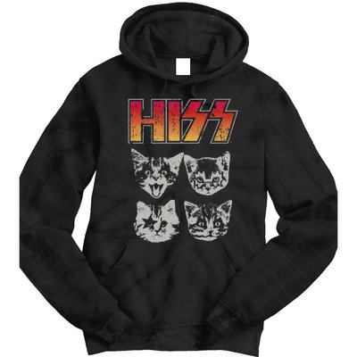 HISS Cat Funny Cats Kittens Rock Music Cat Lover Hiss Tie Dye Hoodie