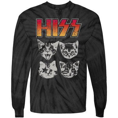 HISS Cat Funny Cats Kittens Rock Music Cat Lover Hiss Tie-Dye Long Sleeve Shirt