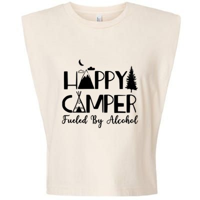 Happy Camper Fueled By Alcohol Camping Drinking Party Garment-Dyed Women's Muscle Tee